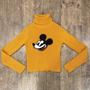 Disney x Forever 21 Women's Yellow Turtleneck Sweater with Mickey Design (S)